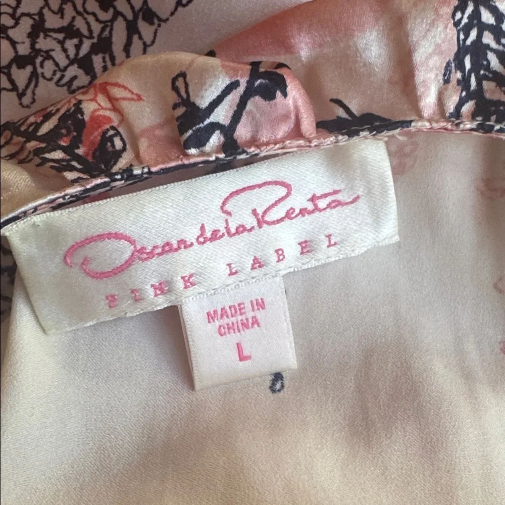 1990s/Y2k Oscar de la Renta Floral V-Neck Lace Trim Babydoll Nightgown/Slip Dres